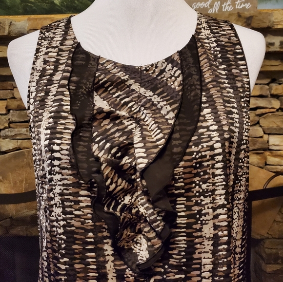 Ann Taylor Animal Print Mesh Ruffle Sleeveless Tank Top - Picture 2 of 9